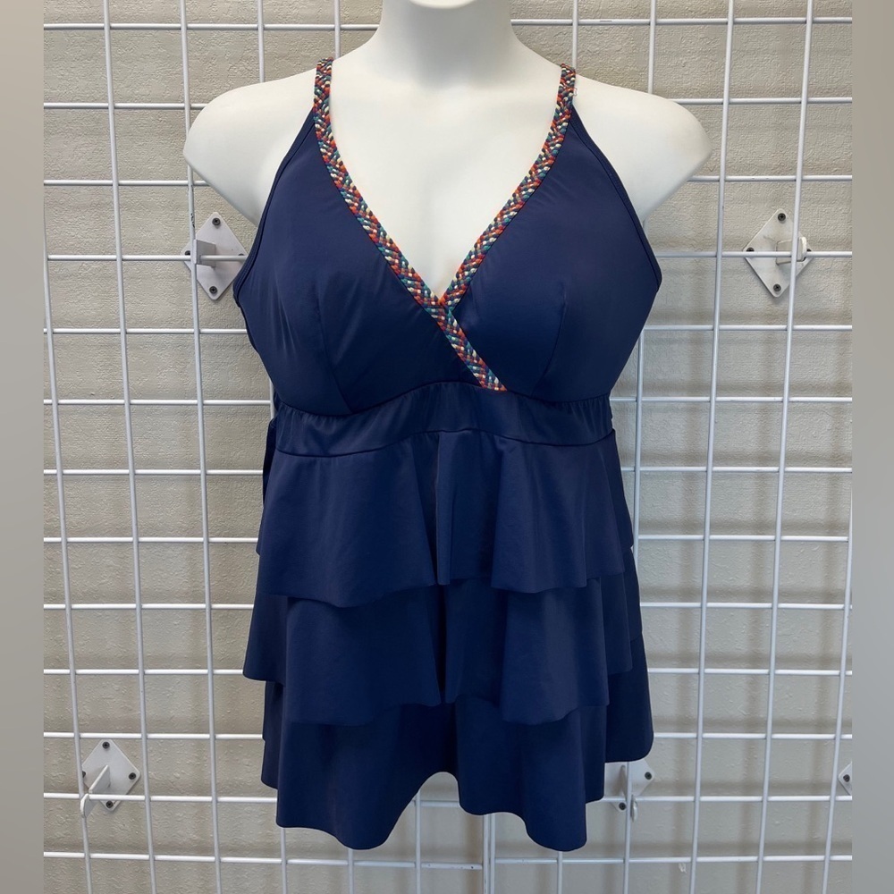 Cacique SWIM Navy Blue Tankini Top - Size 20